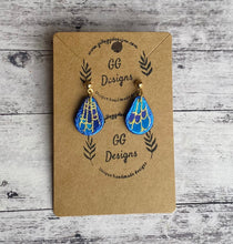Load image into Gallery viewer, Leather/fabric drops - electric blue pear drops

