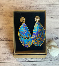 Load image into Gallery viewer, Fabric shell earrings - royal plume
