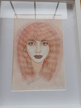 Load image into Gallery viewer, This original portrait of Kate Bush comes beautifully presented in a 16x12&quot; solid wood Irish made frame.  Painted using watercolours, acrylic markers and pigment liner pens on 300GSM elite textured acid free watercolour paper.  As this is an original, there is only one available. 
