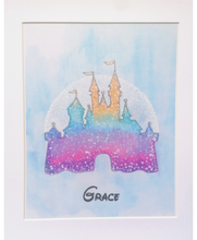 Load image into Gallery viewer, Art Print Mounted, Framed &amp; Personalised Disney Castle
