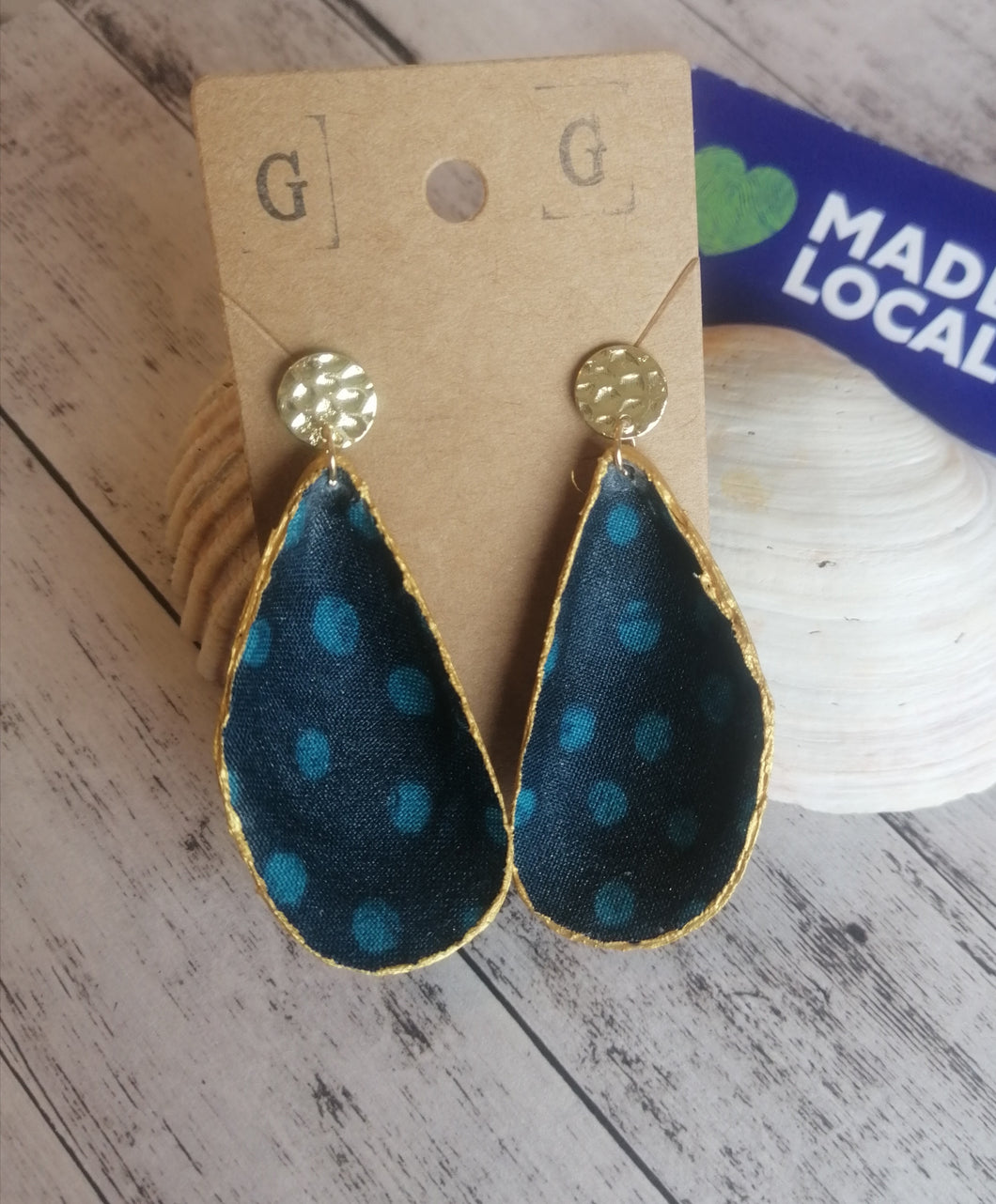 Polka Dot - navy/teal & gold