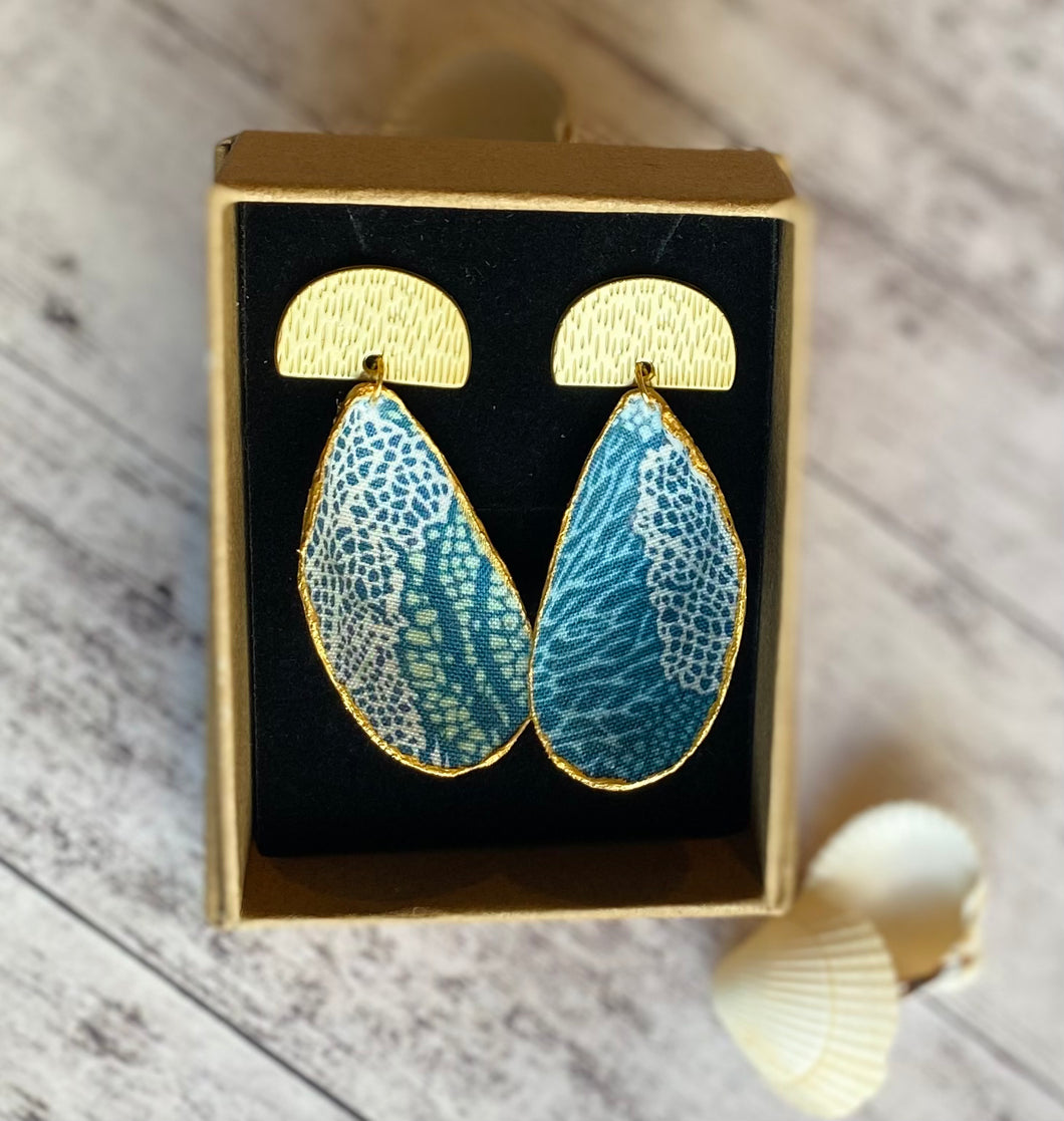 Fabric shell earrings - coral reef