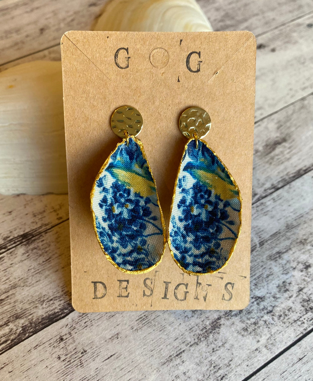Fabric Shell Earrings - wild blue